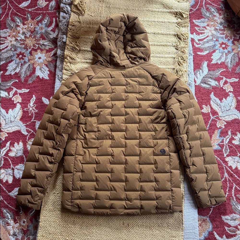 Mountain Hardwear stretchdown hoody jacket full zip golden brown mens S NEW - Picture 2 of 11